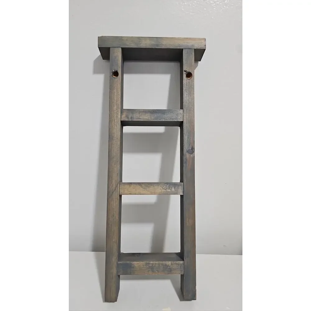 Wooden Trinket Ladder Display Shelf Farmhouse Country Cottagecore Wall Hanging